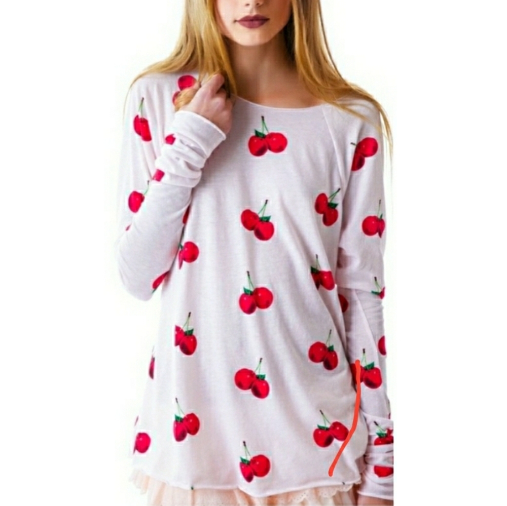 Wildfox long sleeve cherry top